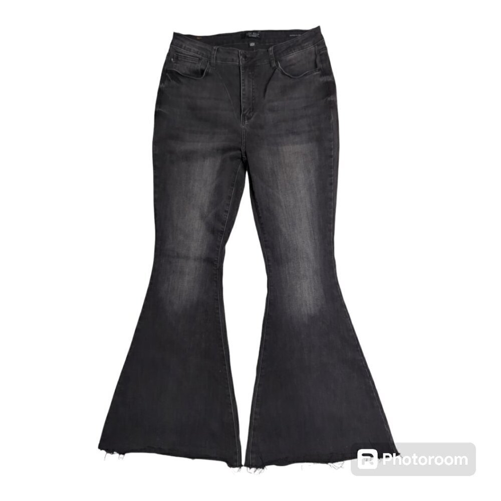Judy Blue Womens High Rise Super Flare Stretch Jeans Size 13/31 Color Black Wide